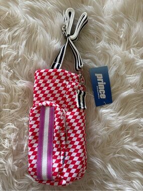 Prince Red and White Checkered Water Bottle Sling